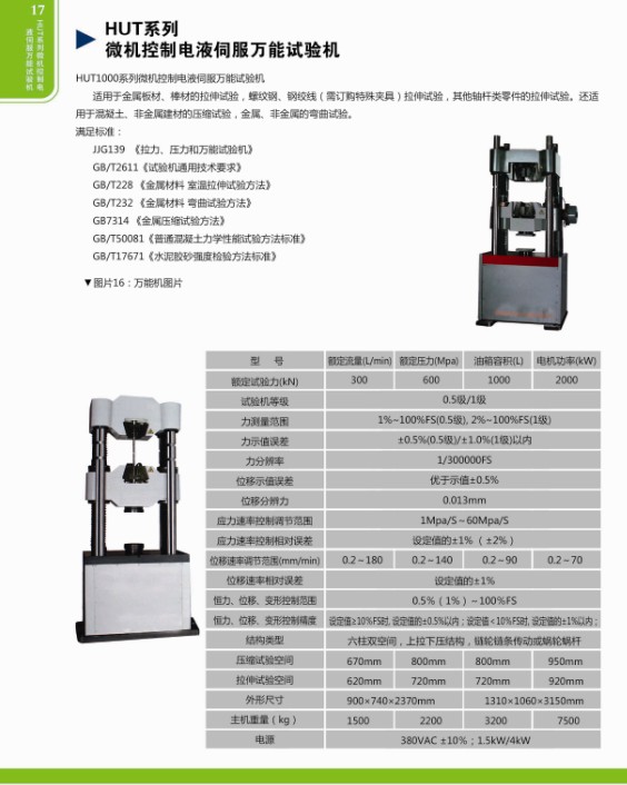 HUT系列微機(jī)控制電液伺服萬(wàn)能試驗(yàn)機(jī)
